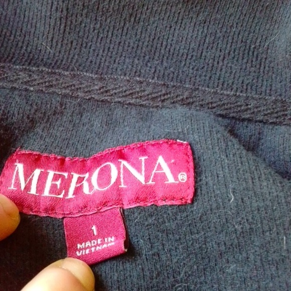 🍀EUC Black 100% Cotton Merona Full Zip Sweater Jacket!!!! - Picture 3 of 8